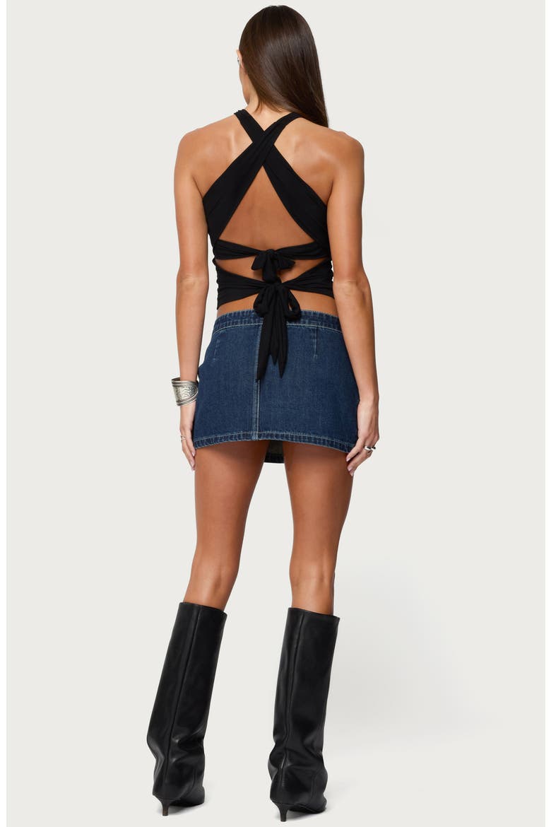 Maggi Tie Back Halter Top, Alternate, color, BLACK