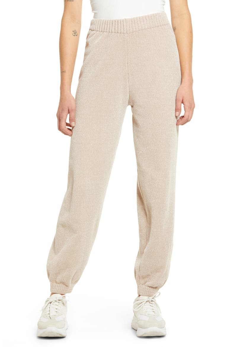 Weekend Chiller Chenille Joggers, Main, color, BEIGE