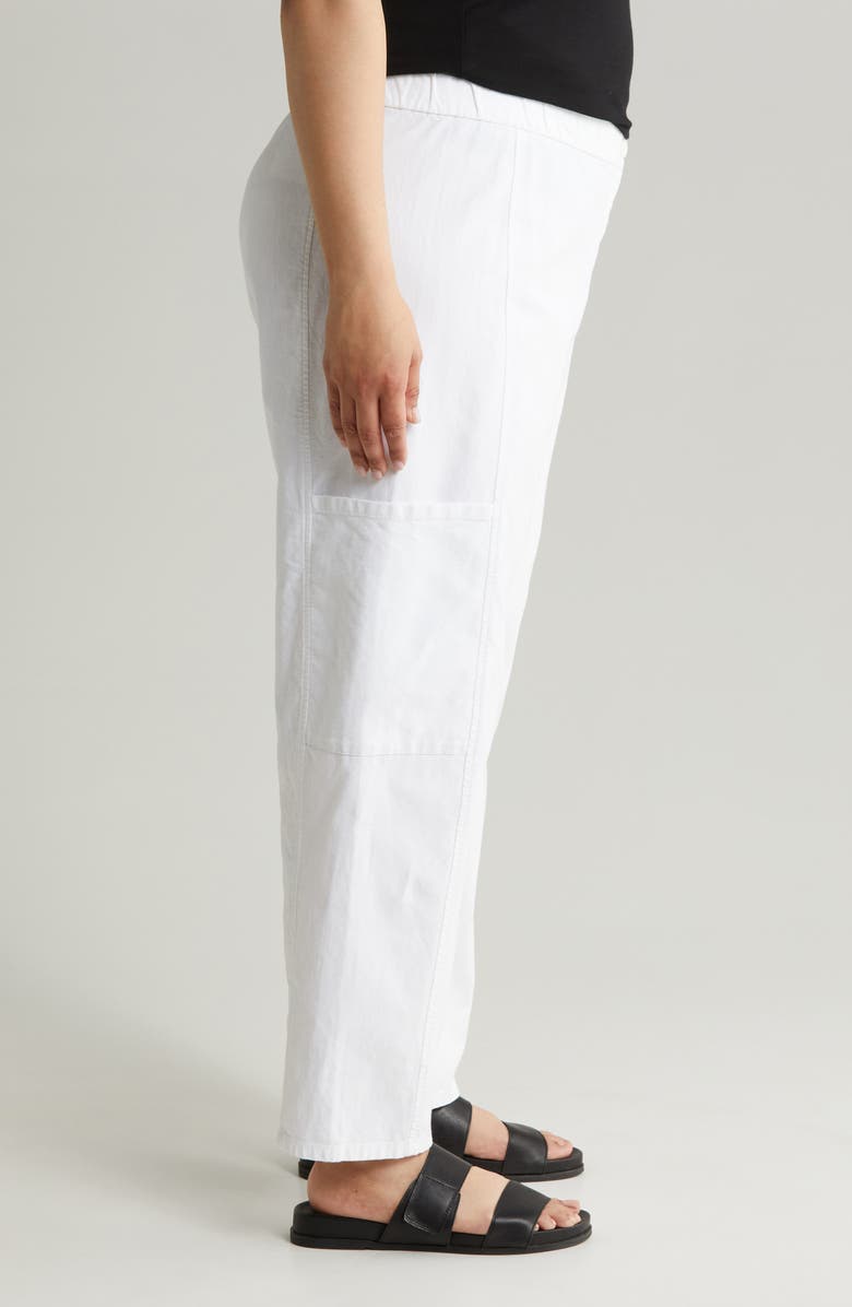 Eileen Fisher Stretch Organic Cotton & Hemp Ankle Lantern Cargo Pants, Alternate, color, White