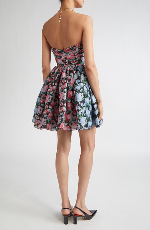 Carolina Herrera Gathered Sweetheart Strapless Silk Crepe Minidress In Multi