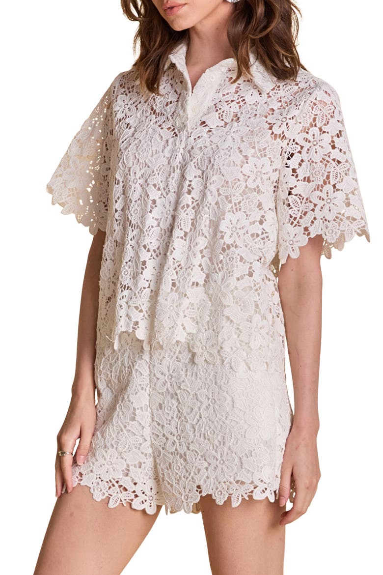 Lace Collar Shirt, Alternate, color, IVORY