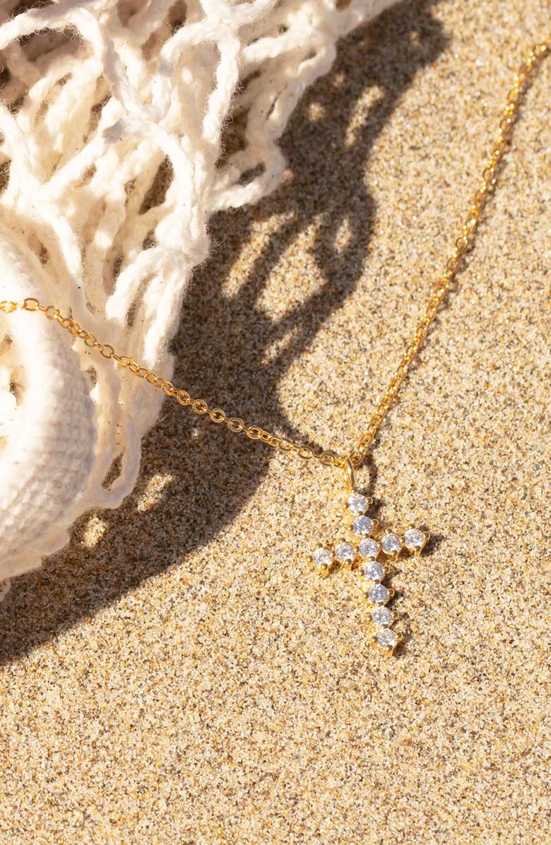 Bearfruit Jewelry 14k Gold Plated Wena Cross Necklace Holiday Gift Idea, Alternate, color, Gold