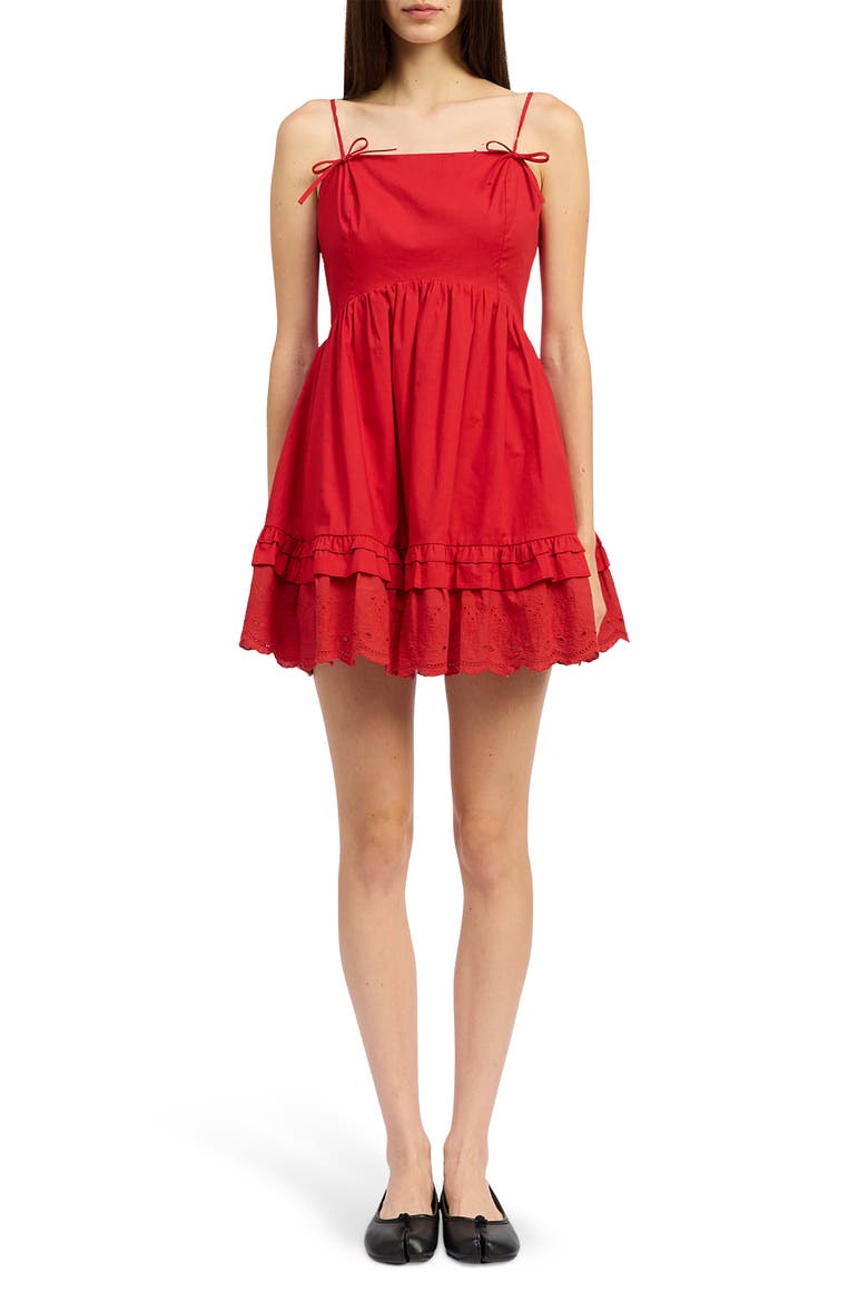 Monterey Eyelet Ruffle Minidress, Main, color, RED