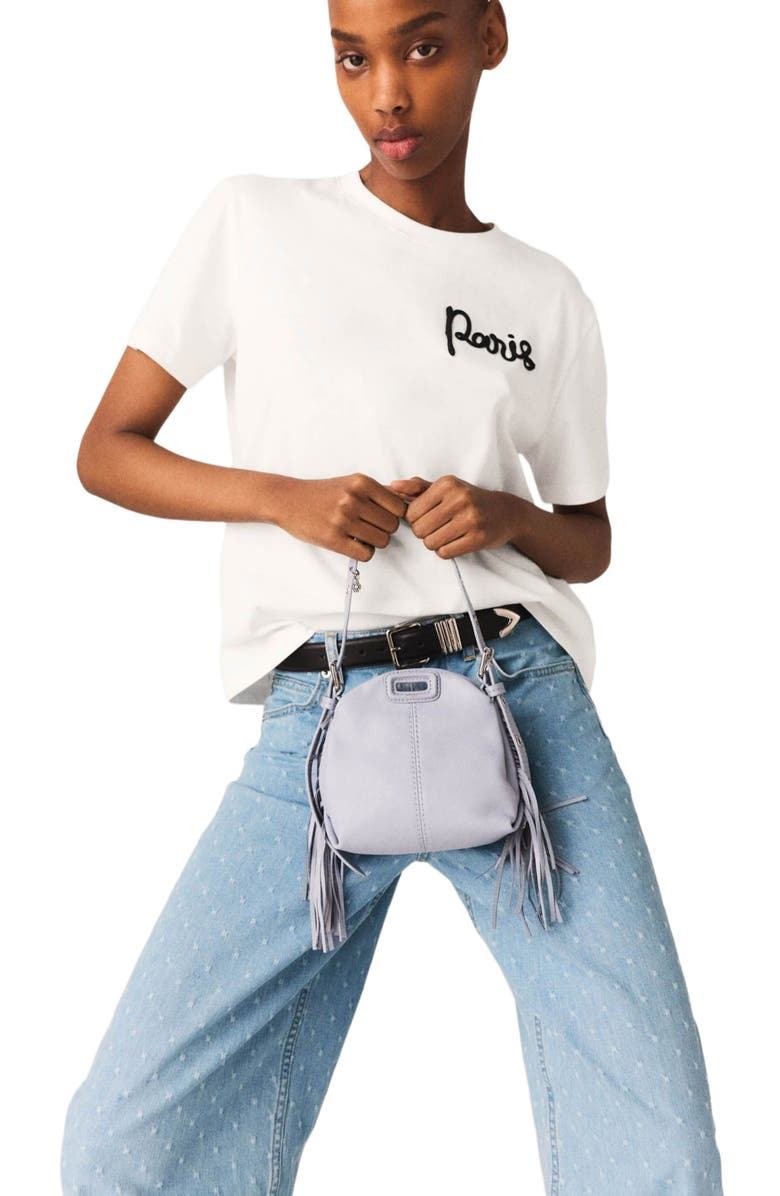 maje T-shirt with embroidered Paris logo, Alternate, color, White