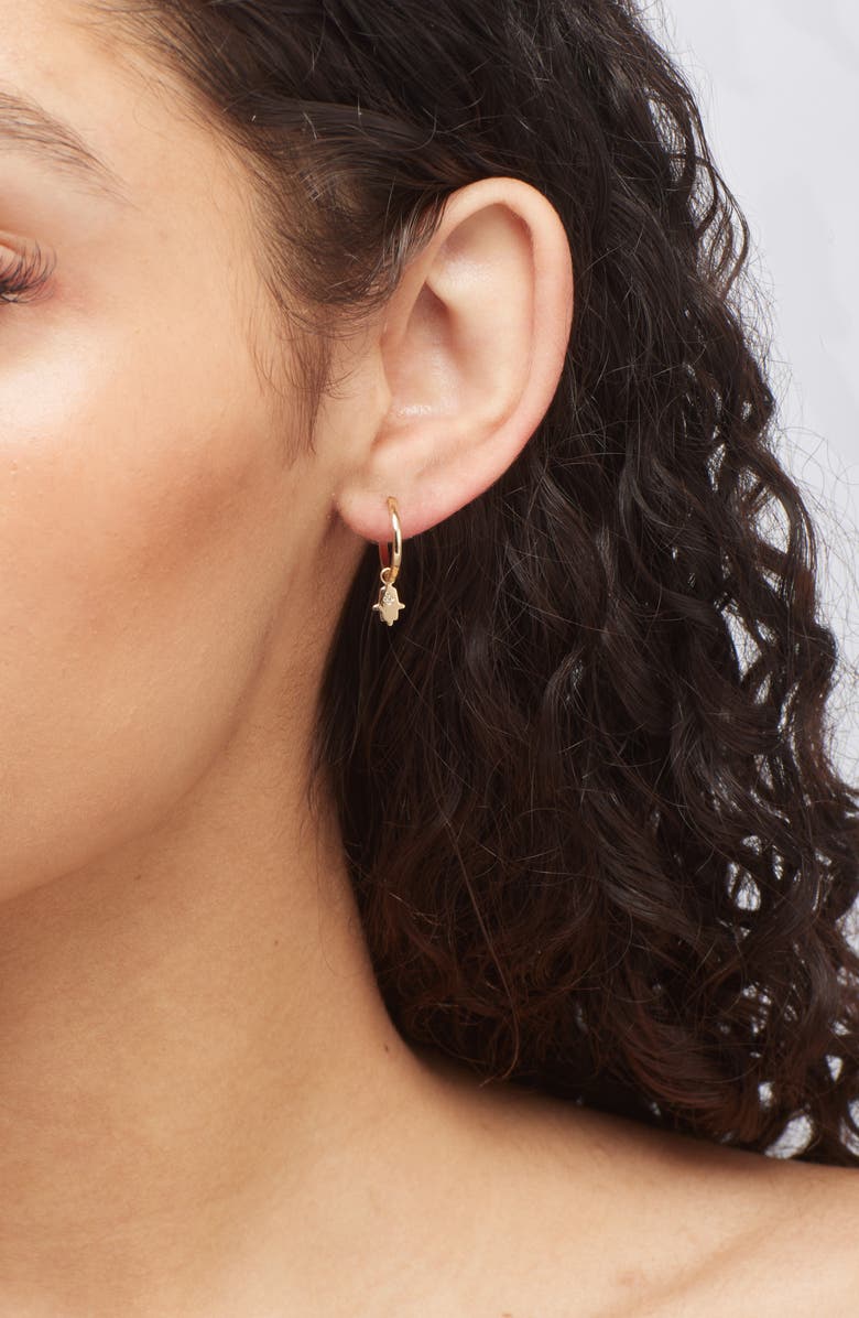 Anzie x Mel Soldera Icon Hamsa Diamond Single Clicker, Alternate, color, Clear/Gold