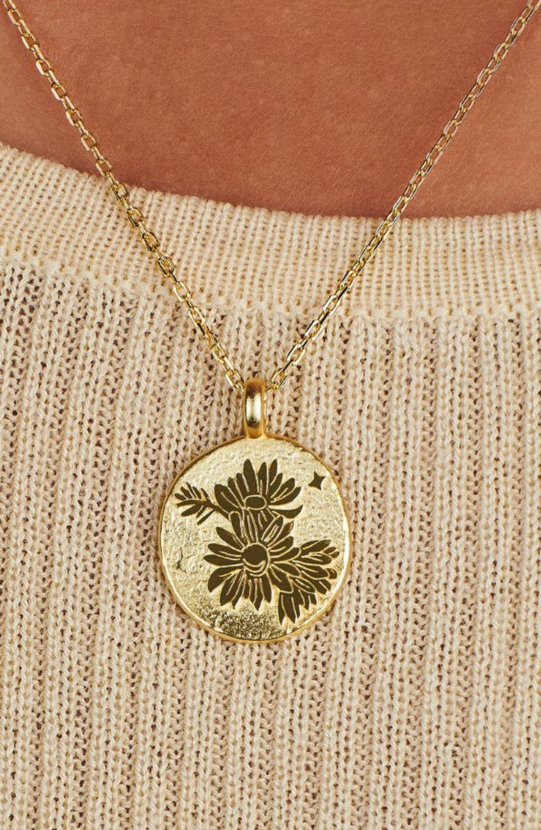 Little Sky Stone Gold Birth Flower Necklace, Alternate, color, Daisy / April