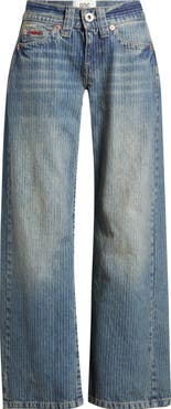 BDG Urban Outfitters Kayla Low-Rise Wide-Leg Pinstripe Jeans