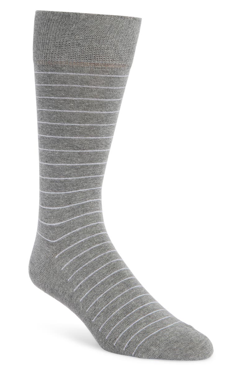 Brooks Brothers Stripe Dress Socks, Main, color, Grey