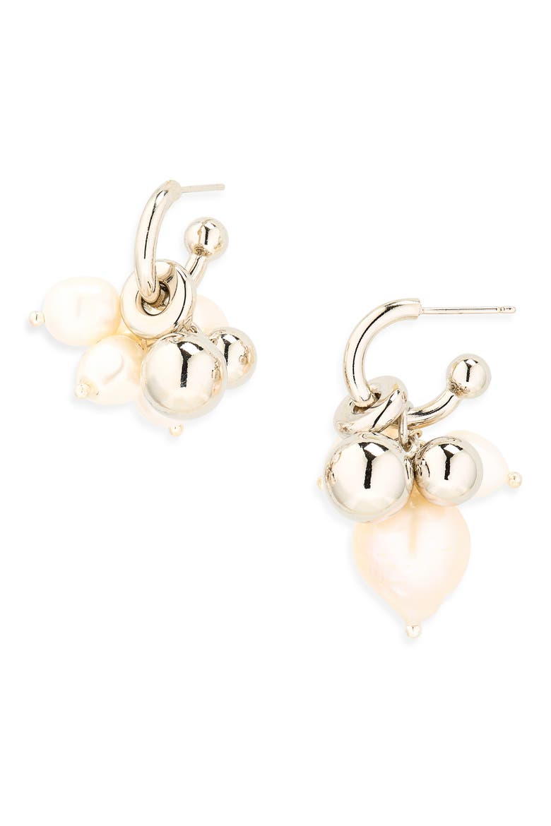 Mickey Mismatched Hoop Earrings, Main, color, PALLADIUM