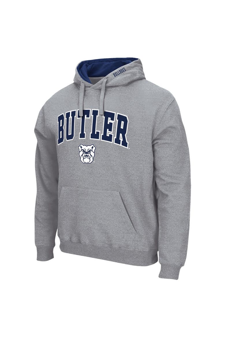 Men's Colosseum Heathered Gray Butler Bulldogs Arch & Logo 3.0 Pullover Hoodie, Alternate, color, Heather Gray
