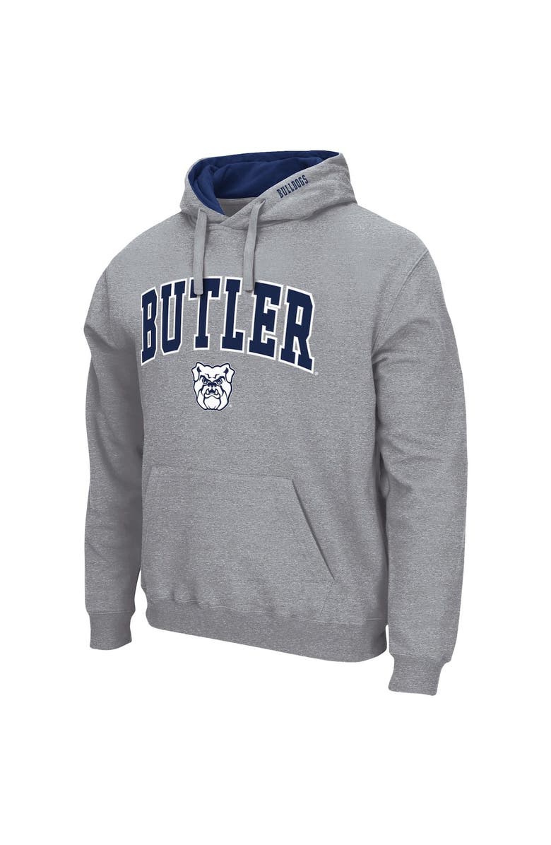 COLOSSEUM Men's Colosseum Heathered Gray Butler Bulldogs Arch & Logo 3.0 Pullover Hoodie, Alternate, color, Heather Gray