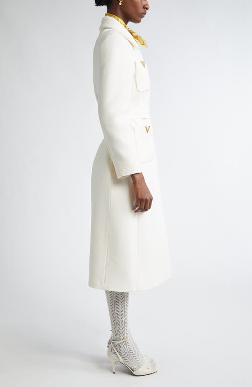 Valentino Mantel Aus Drill Double Frau Elfenbein 50 In Neutral
