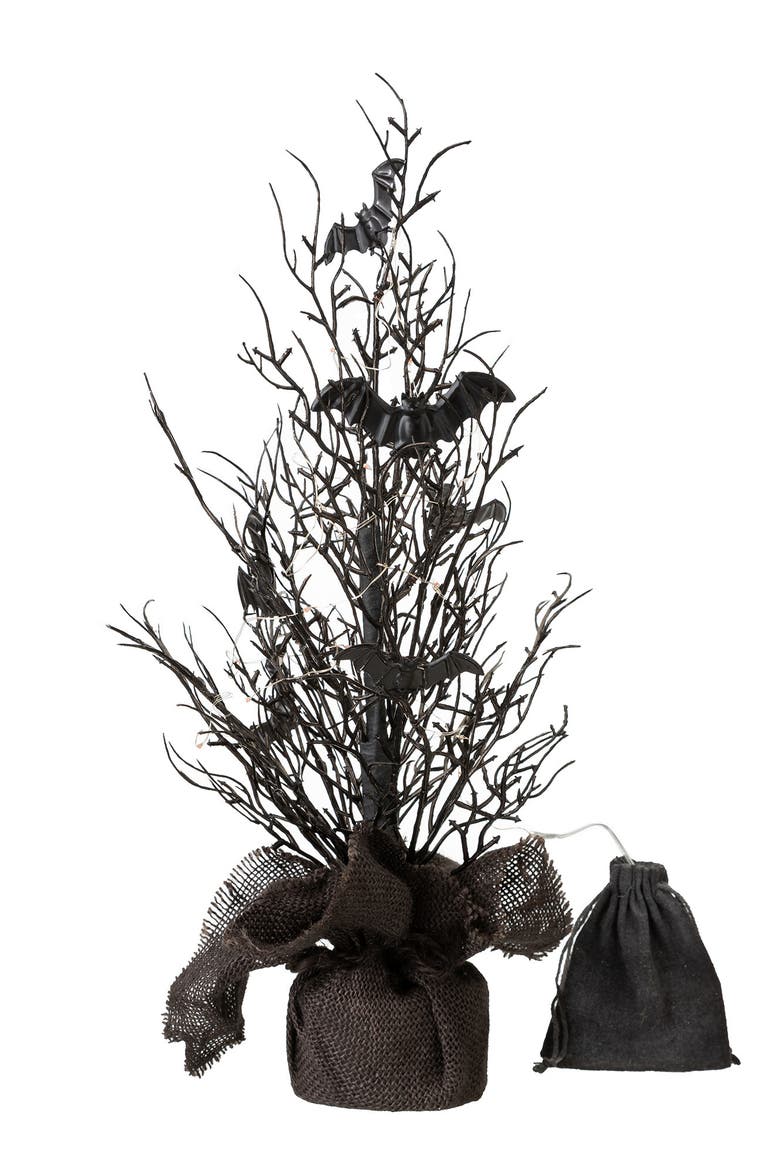 20"H Halloween Lighted Bats Table Tree Decor, Alternate, color, Black