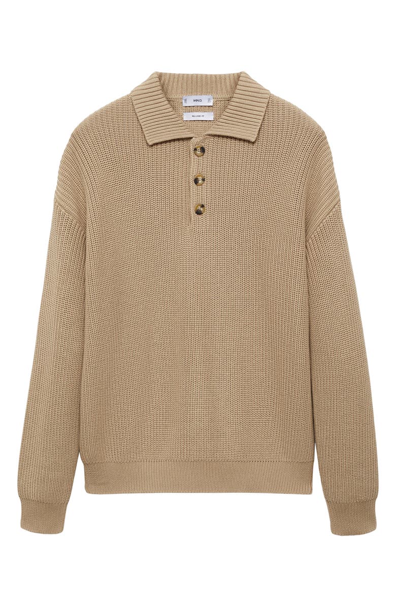 MANGO Chunky Cotton Polo Sweater, Alternate, color, 