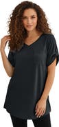 Roaman's Plus Size Slub V-Neck Boyfriend Tunic Top