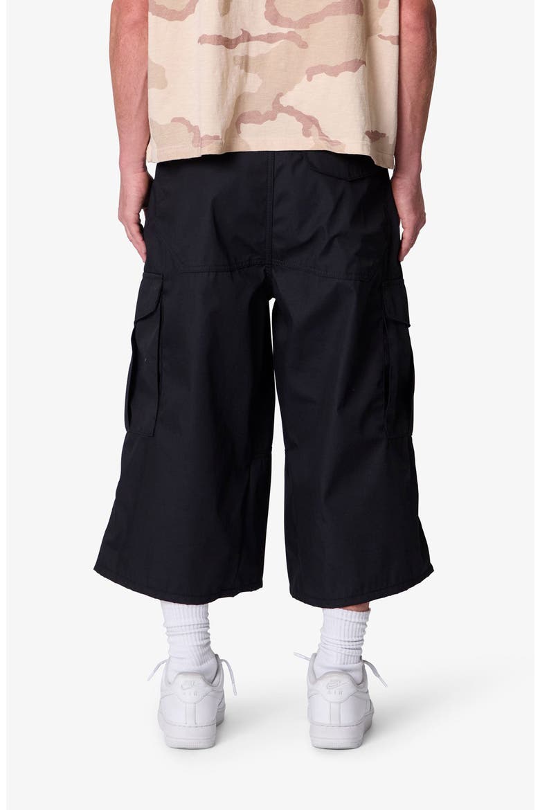 Baggy Fit Extralong Black Cargo Shorts, Alternate, color, BLACK