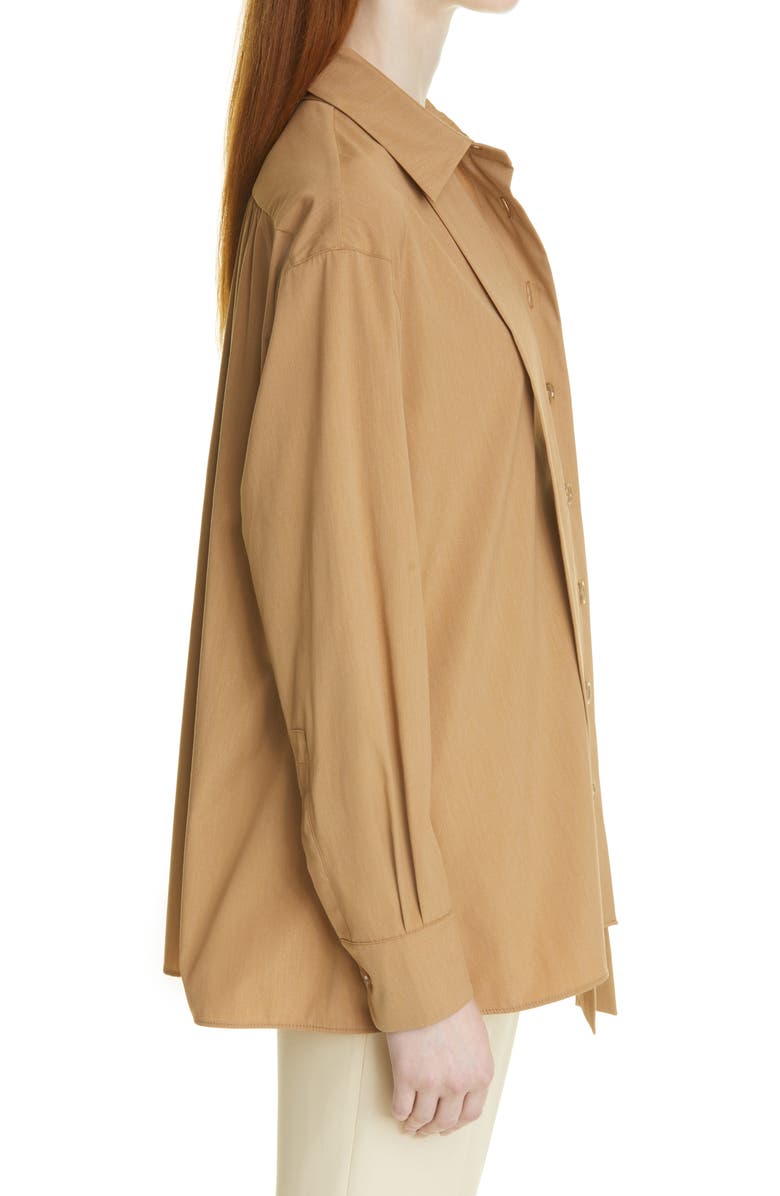 Akris Tie Neck A-Line Cotton & Silk Poplin Blouse, Alternate, color,