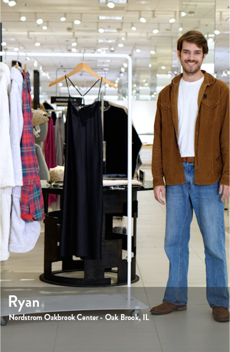 Lace Trim Stretch Satin Nightgown, sales video thumbnail