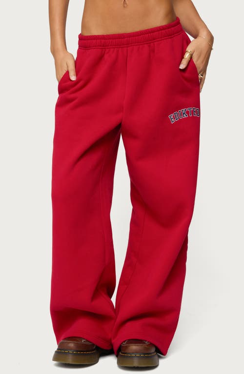 Edikted Major Wide Leg Sweatpants In Red