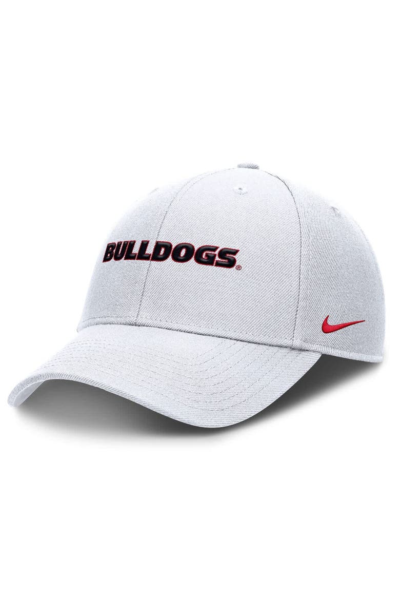 Nike Men's Nike White Georgia Bulldogs 2025 On-Field Rise Performance Adjustable Hat, Main, color, White