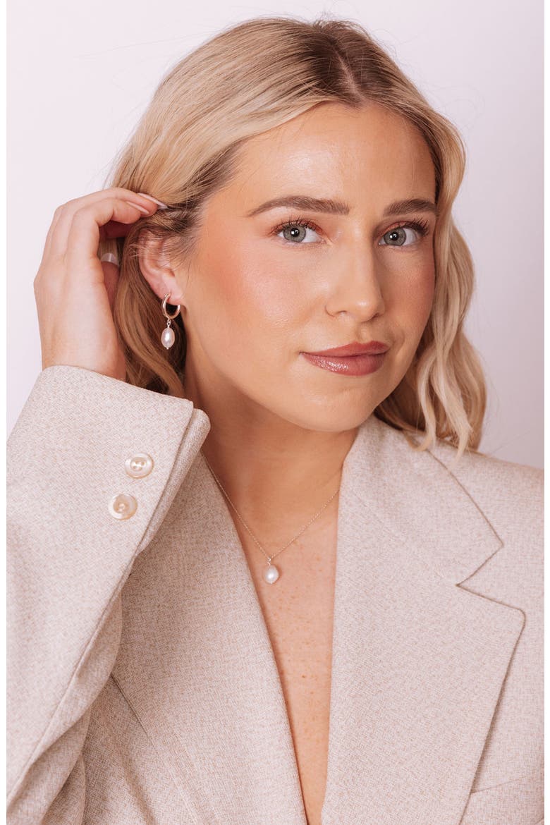 Adelle Keshi Pearl Hoop Earrings, Alternate, color, SILVER