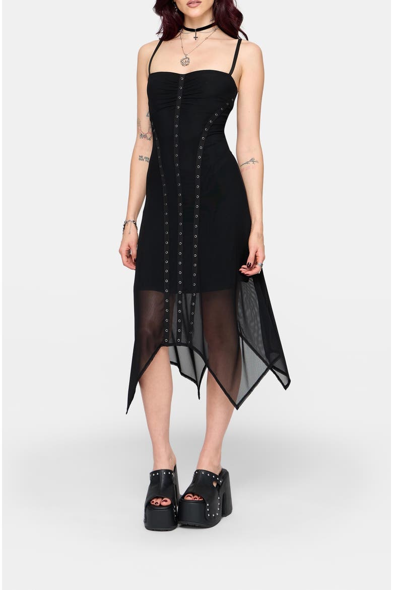 Virella Mesh Cami Midi Dress, Main, color, Black