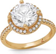 STEELTIME 18k Gold Plated Simulated Diamond Halo Ring