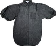 NIKKI LUND Oversize Metallic Button-Up Tunic Shirt