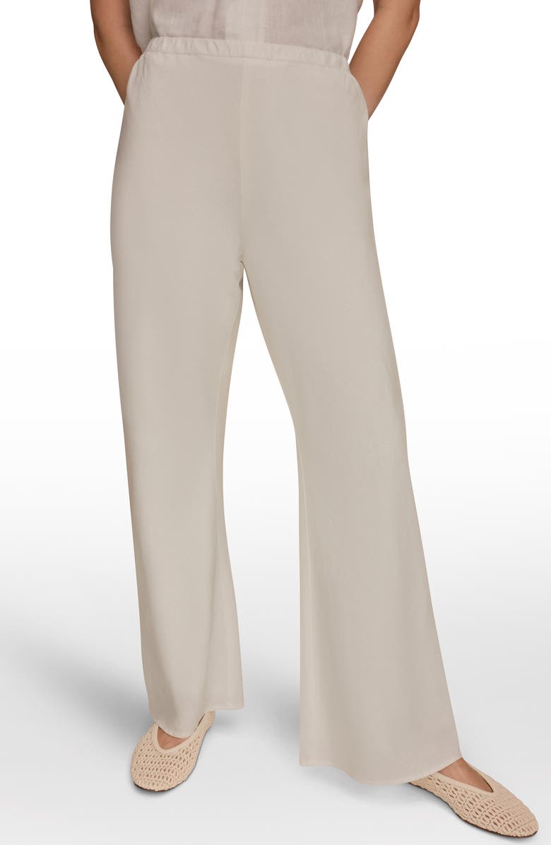 Donna Karan New York Linen Blend Ankle Wide Leg Pants, Main, color, Cream