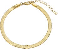 Adornia 18k Gold Plated Initial Herringbone Chain Bracelet