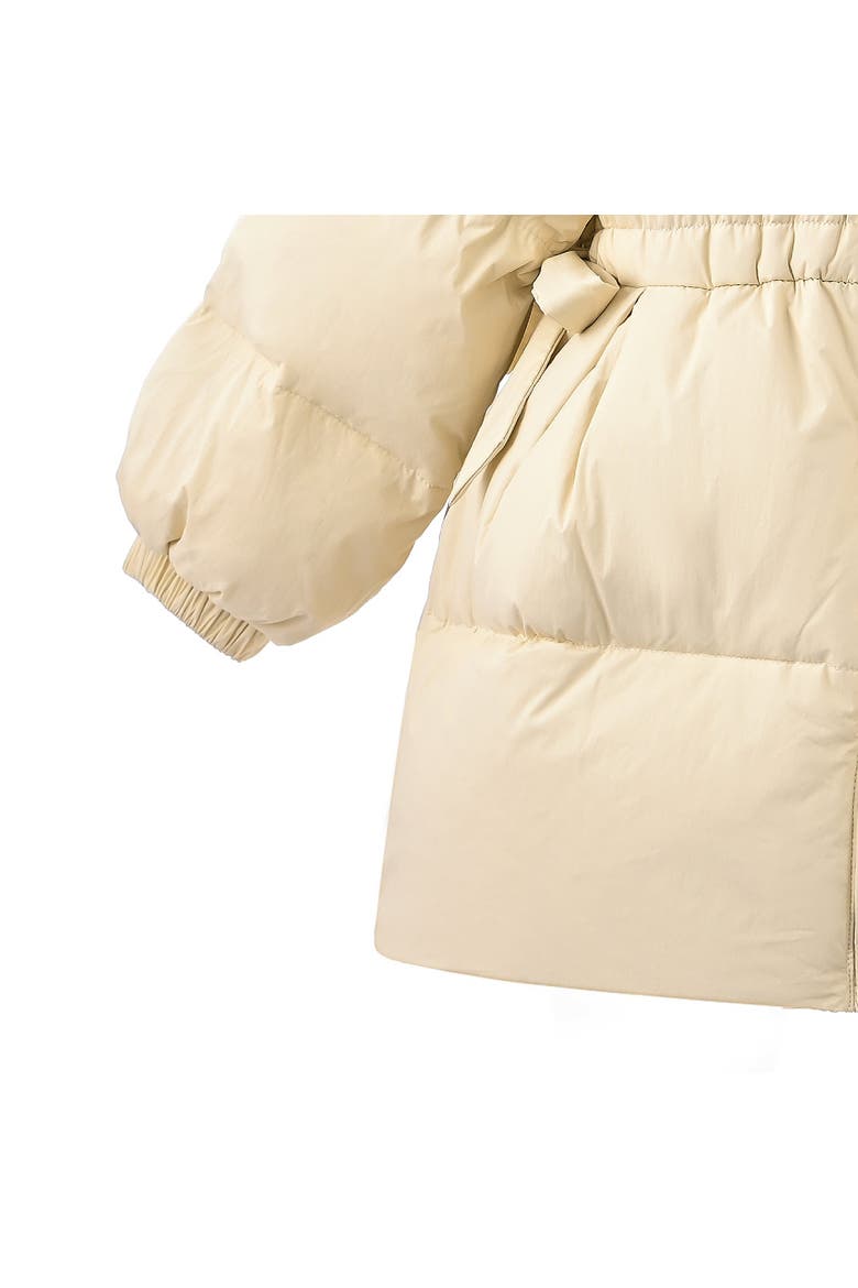 Ruffle-Hood Coat with Matching Scarf, Alternate, color, Beige