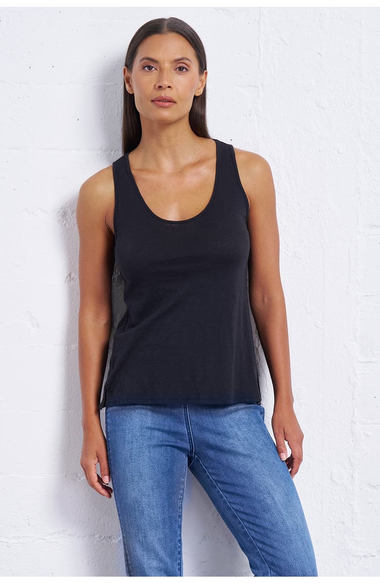 Franne Golde Slub Jersey A-Line Tank, Main, color, Black