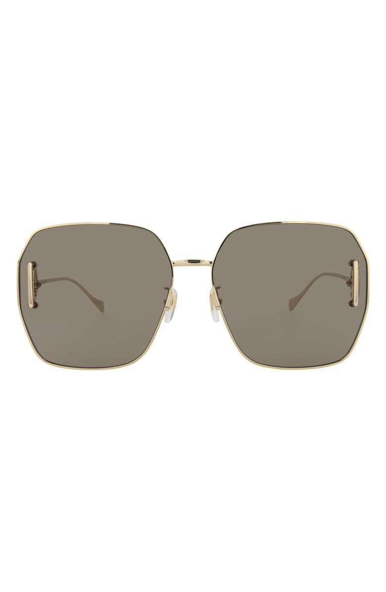 Gucci 64mm Novelty Square Sunglasses, Main, color, Gold Gold Brown