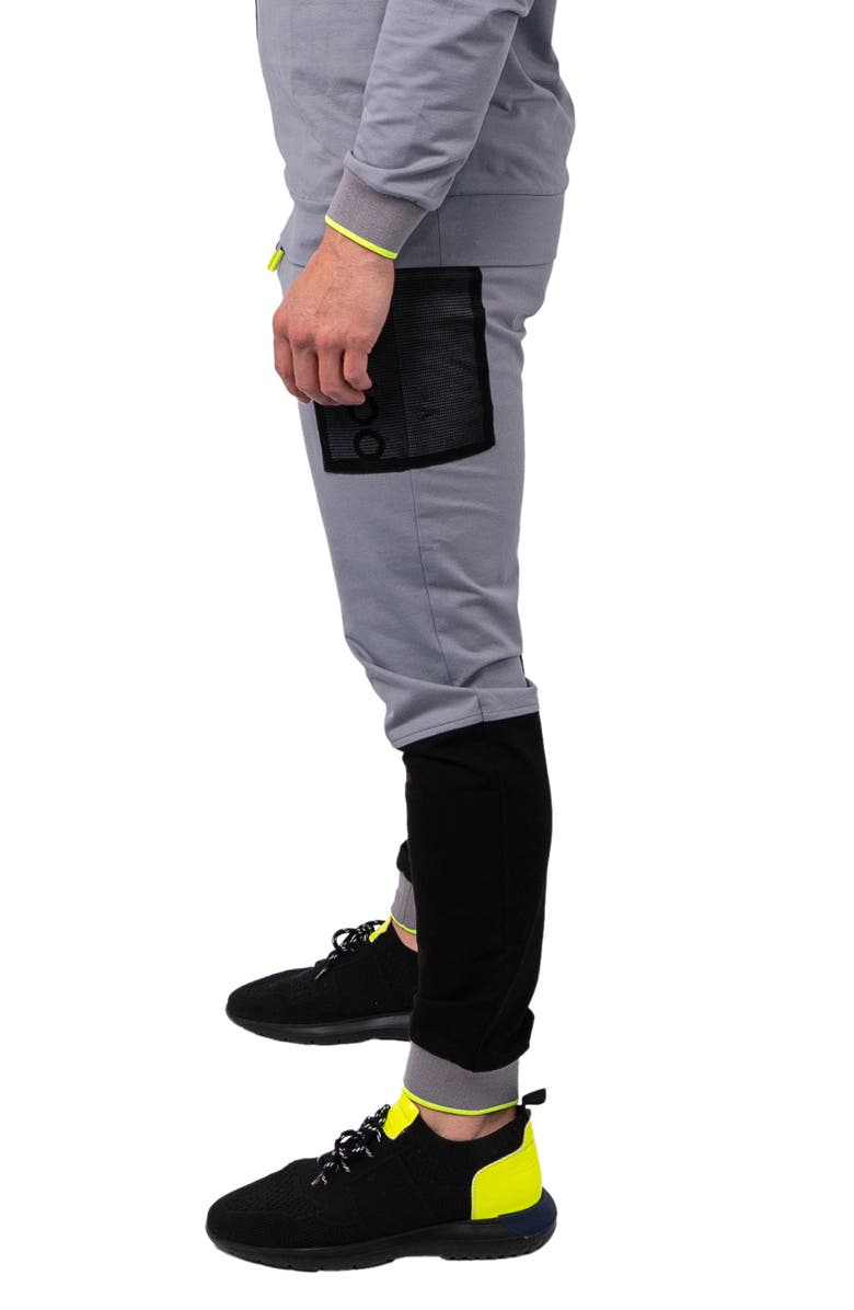 Maceoo Net Grey Colorblock Stretch Cotton Joggers, Alternate, color, Grey