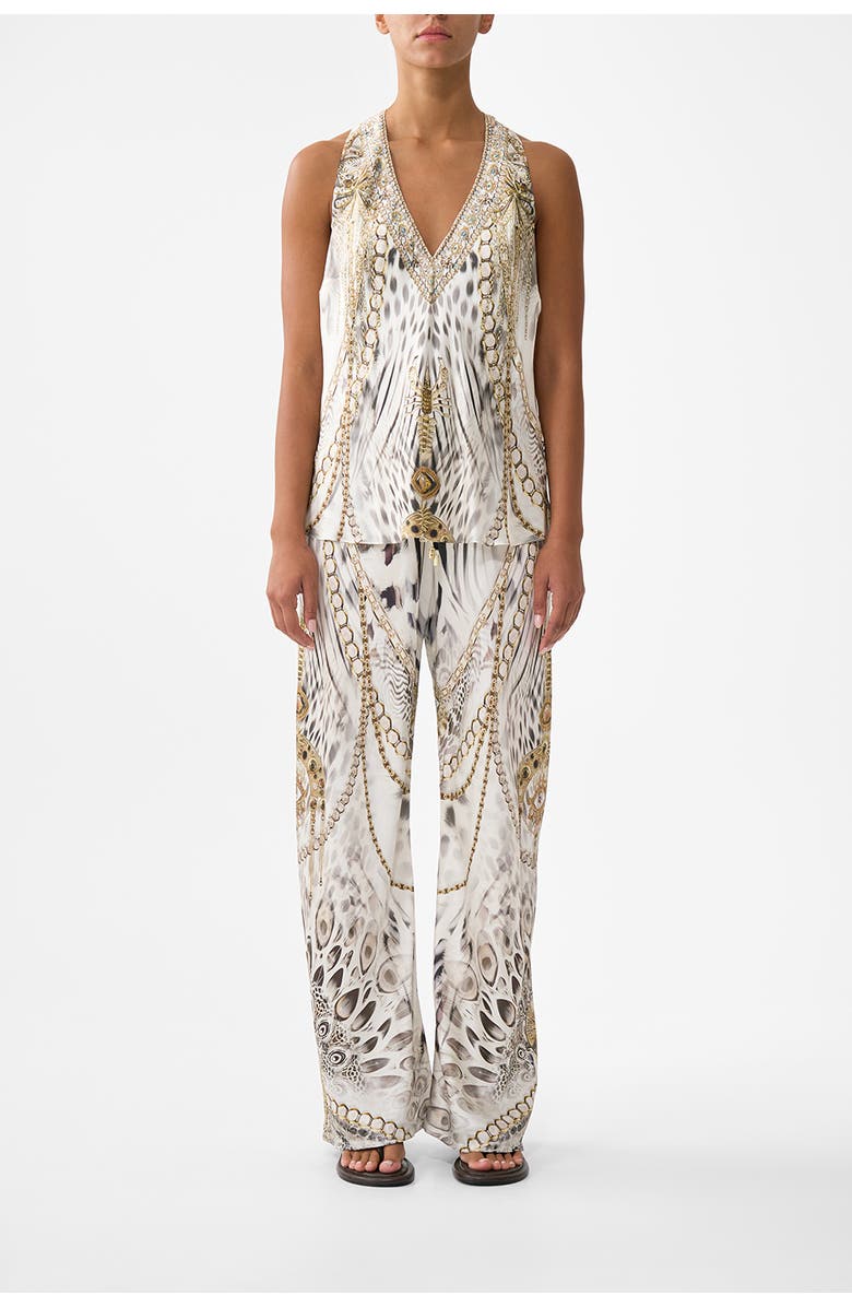 Camilla V-Neck Top With Knot Back, Main, color, Lady Lionheart