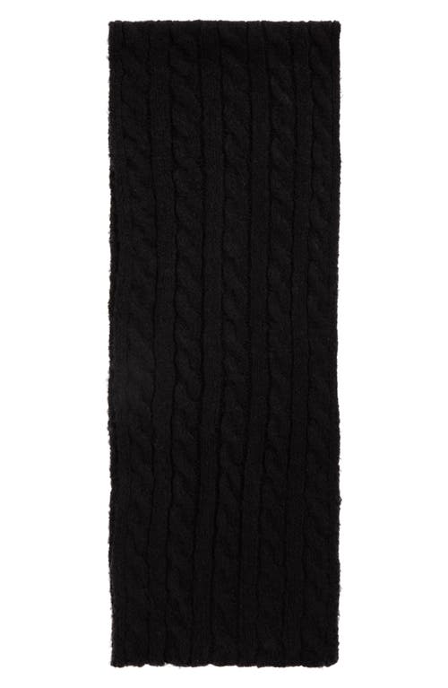 Vince Camuto Cable Stitch Scarf & Faux Fur Pompom Beanie Set In Black