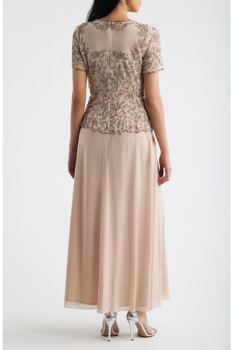 Short Sleeve Beaded Chiffon Gown, Alternate, color, BLUSH