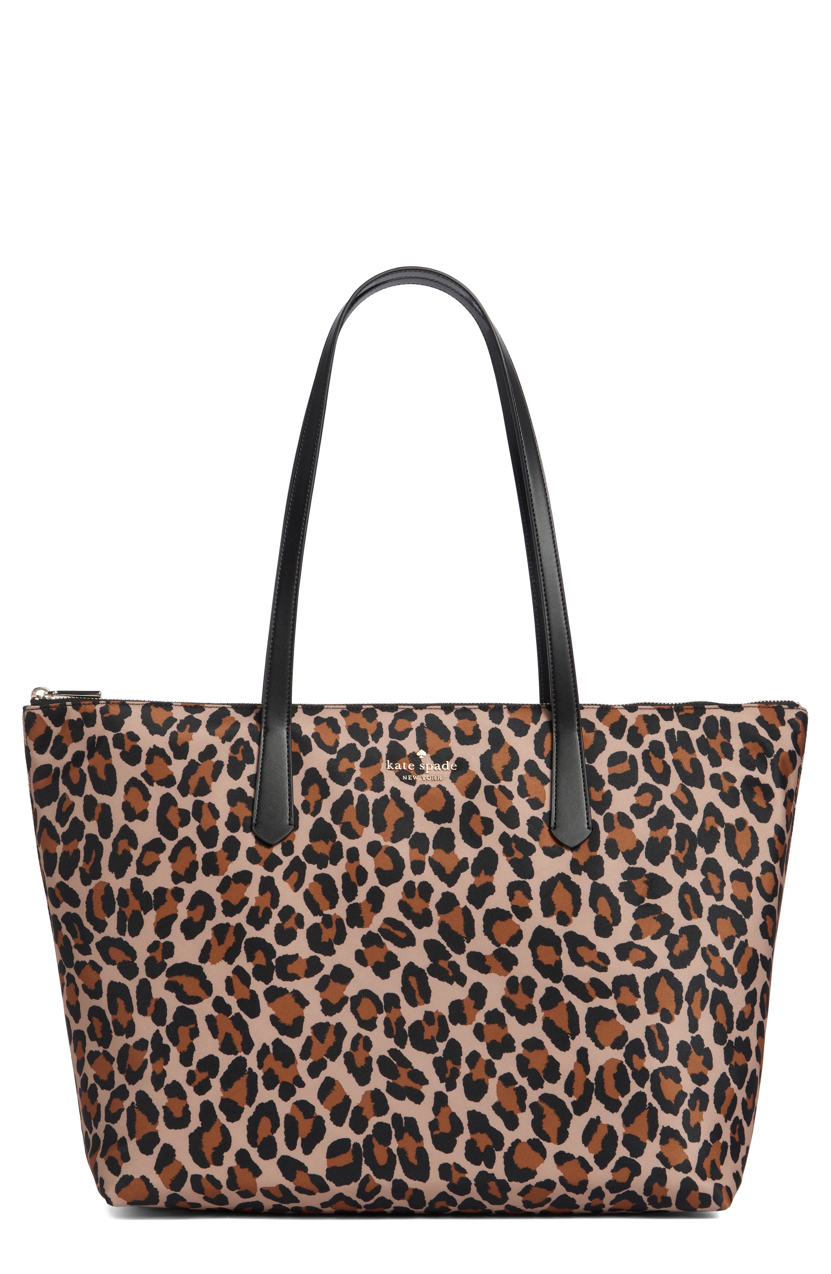 Kate Spade New York kitt recycled nylon leopard extra large tote