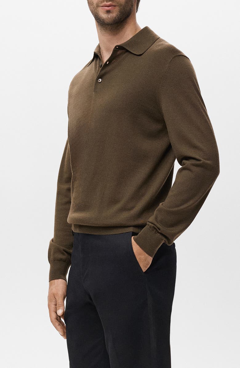 MANGO Wool Sweater Polo, Alternate, color, Olive Green