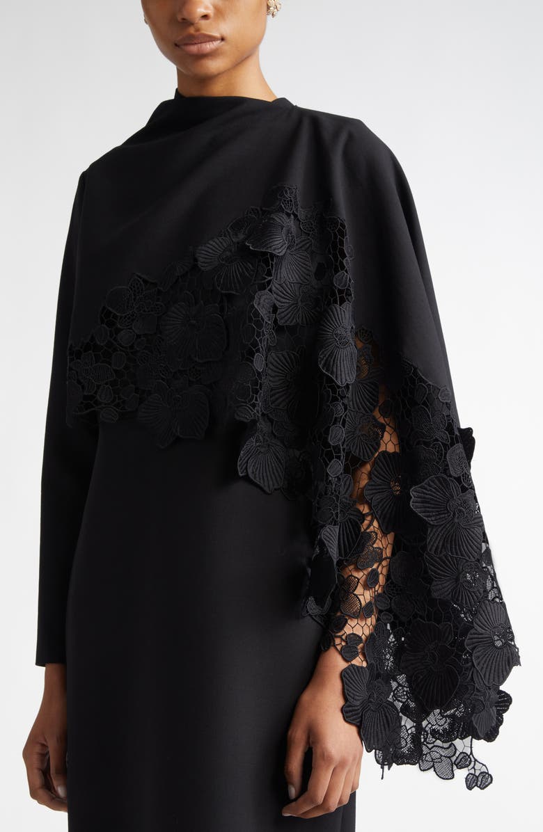 Oscar de la Renta Guipure Lace Embellished Long Sleeve Midi Dress, Alternate, color, 