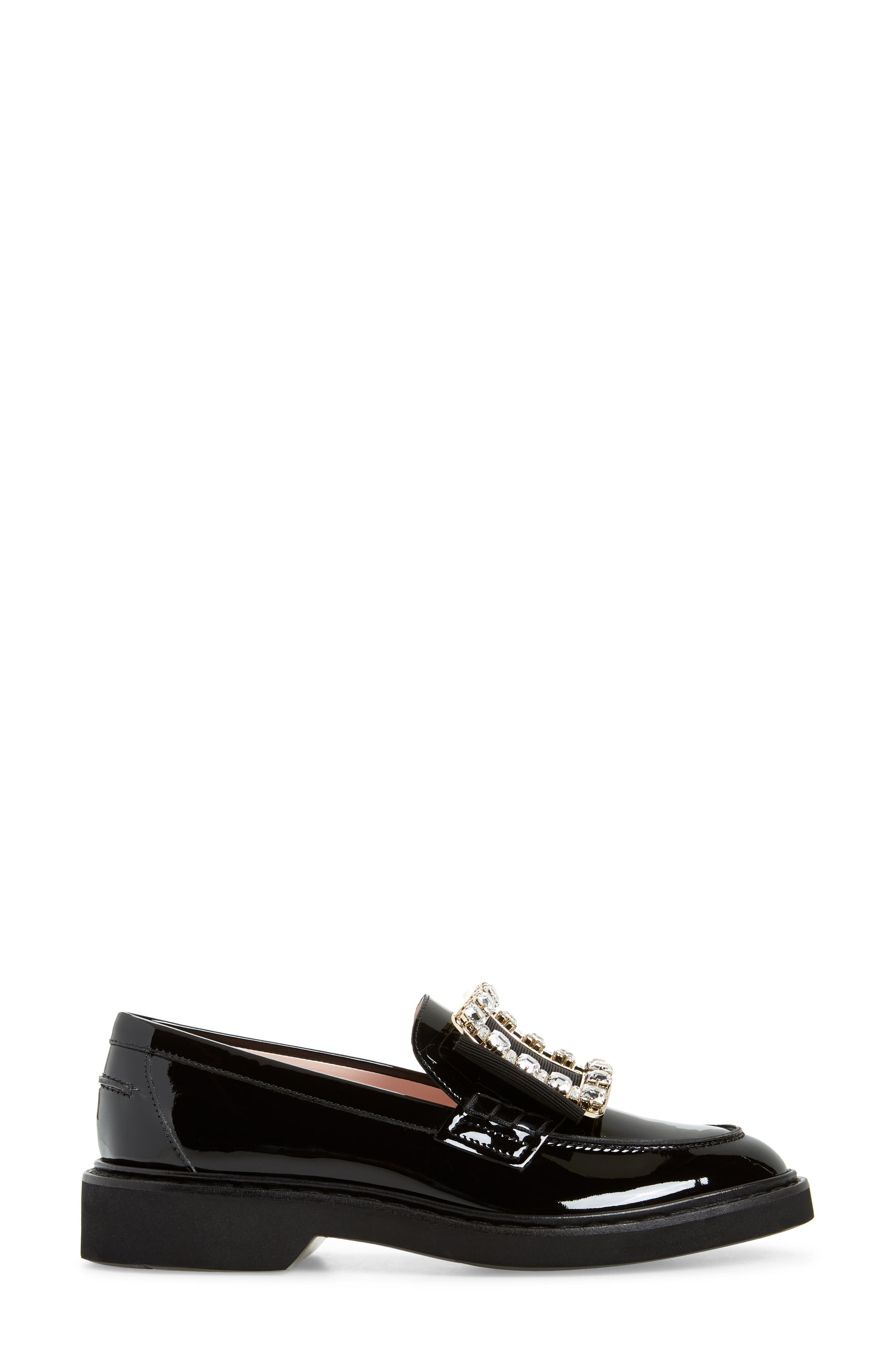 Roger Vivier Viv Rangers Crystal Buckle Loafer, Alternate, color, Black/ Crystal