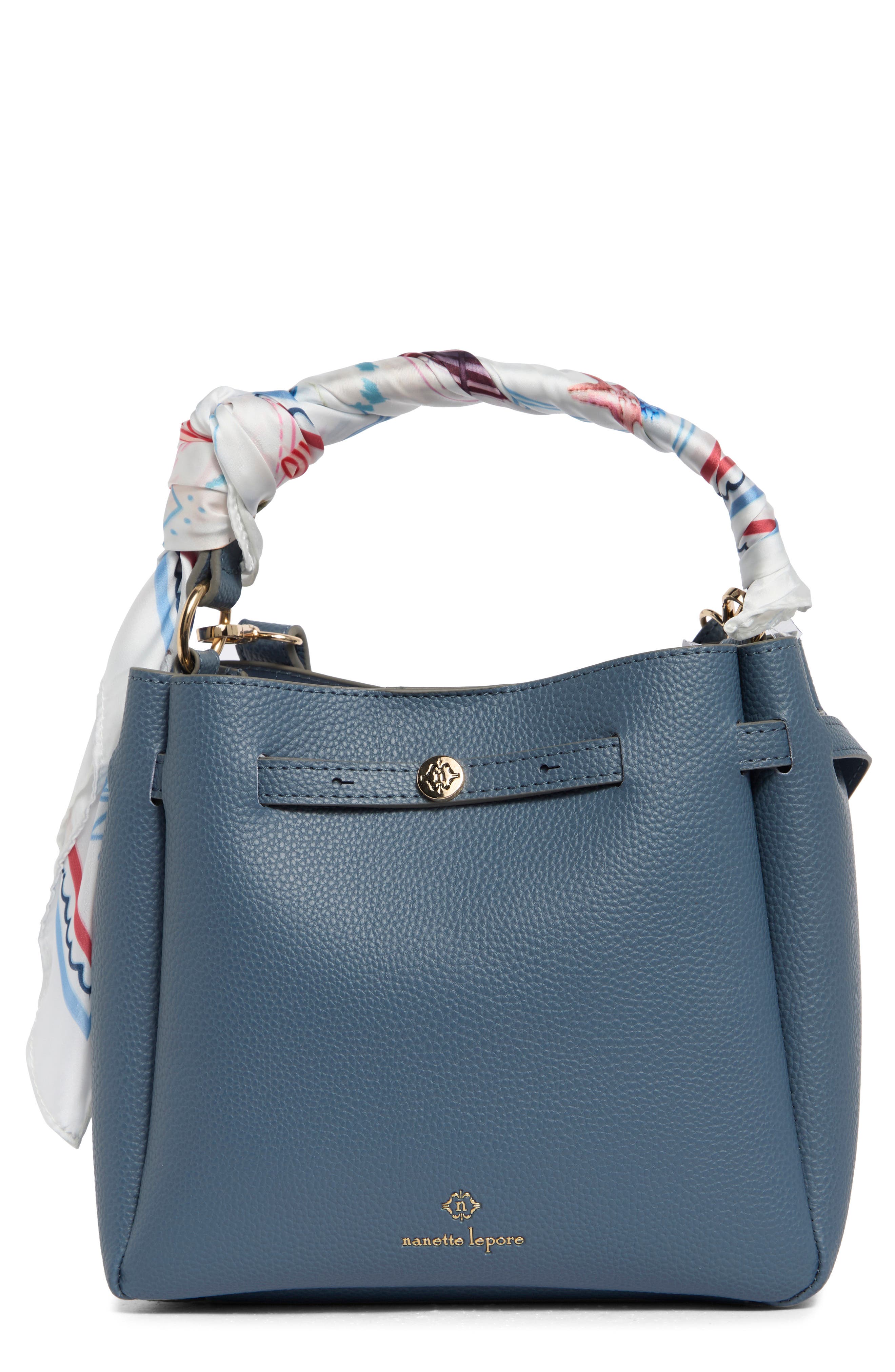 Nanette Lepore Scarf Trim Belted Bucket Bag