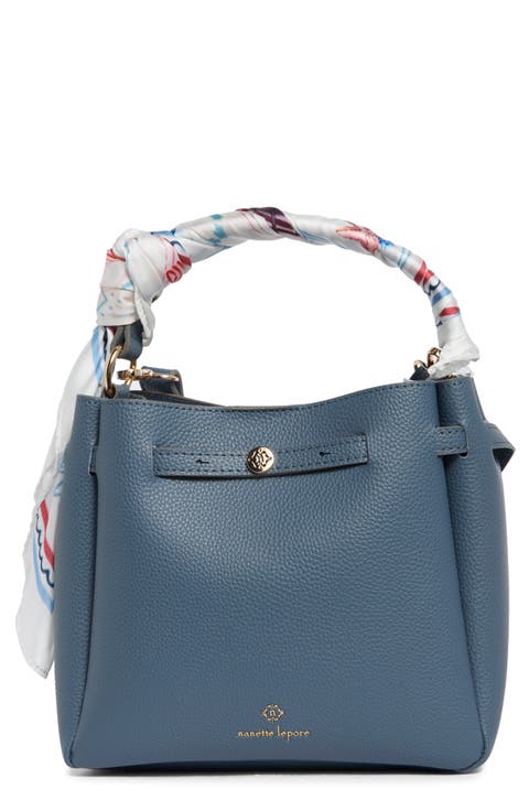 Scarf Trim Belted Bucket Bag
