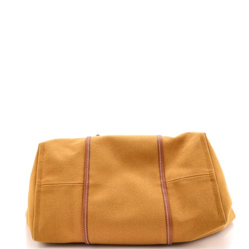 Pre-owned Hermes  Hermes Etriviere Pocket Tote Toile And Leather 35 In Gold