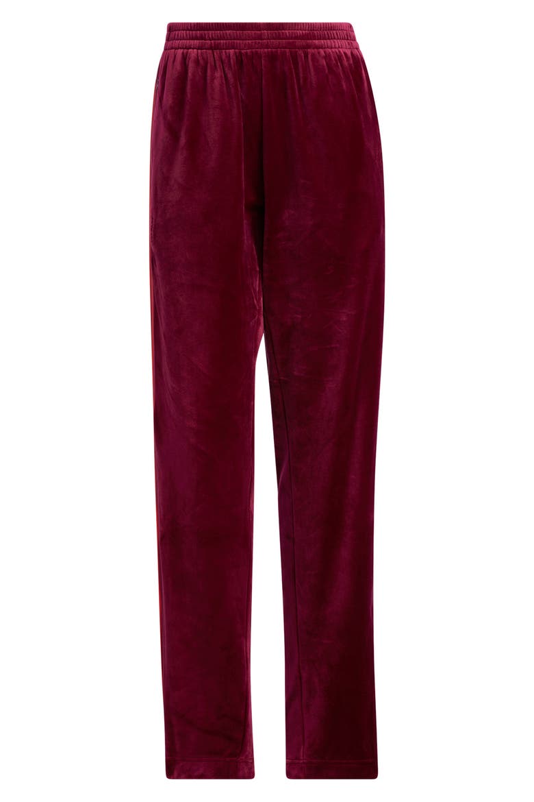 Velour Wide Leg Track Pants, Alternate, color, CHERRY WOOD RED