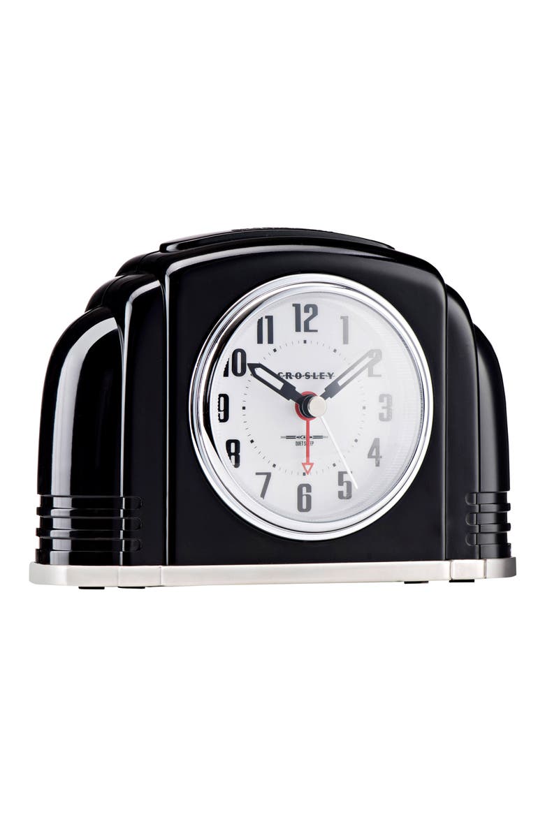 Art Deco Analog Alarm Clock, Alternate, color, BLACK