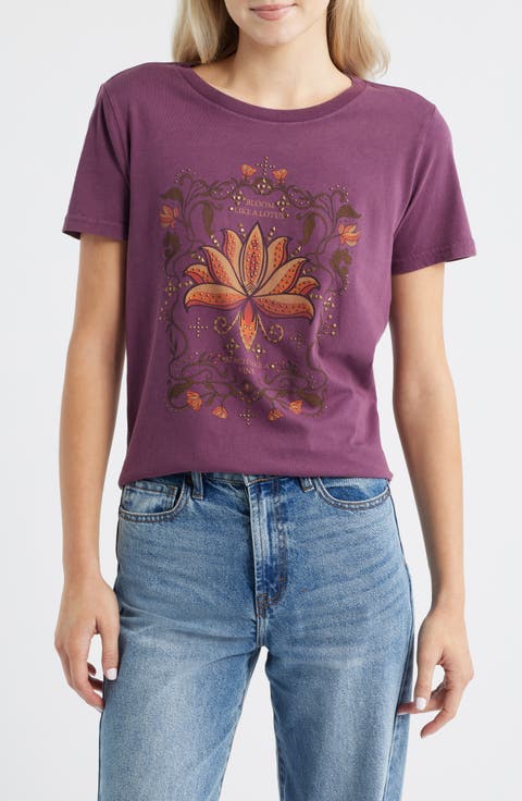 Studded Bloom Like a Lotus Graphic T-Shirt