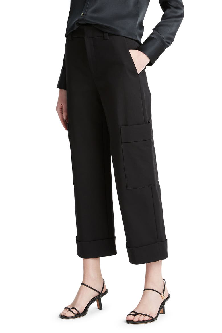 Stretch Cotton Crop Utility Pants, Alternate, color, BLACK