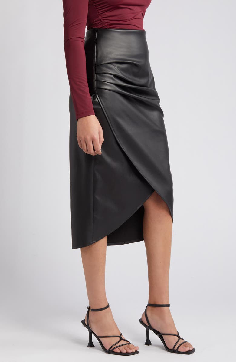 VERO MODA High Waist Faux Leather Tulip Skirt, Alternate, color,