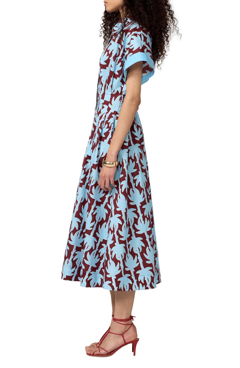 Diane von Furstenberg Alima Palm Print Stretch Cotton Shirtdress, Alternate, color, Haritage Palm Mininirvana